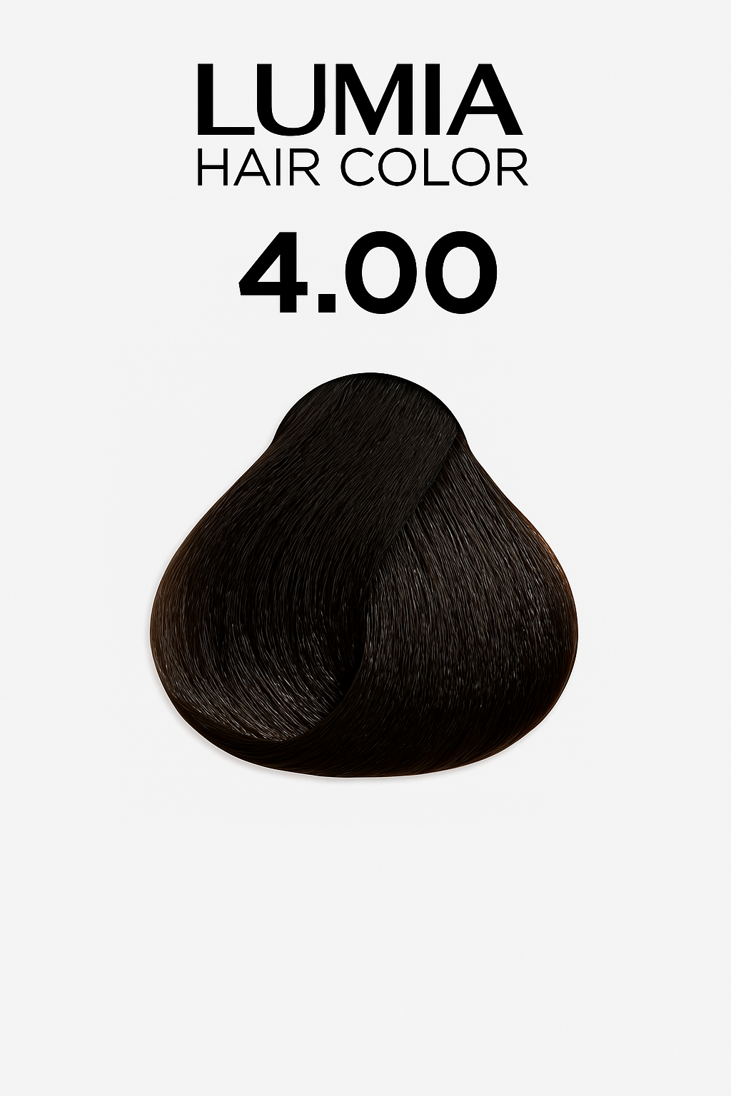 BROWN hair color swatch with 'LUMIA' branding and shade number '4.00' on a white background.