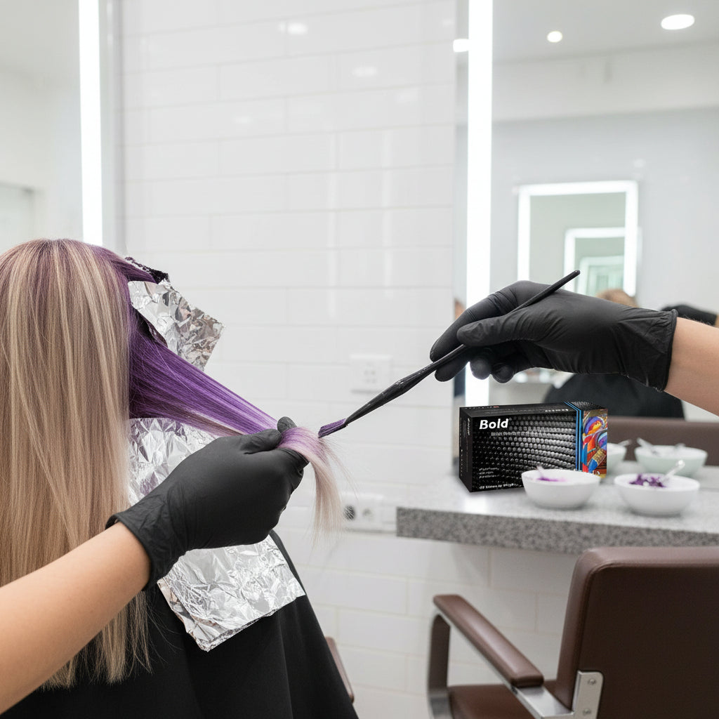Aurelia Bold Black Nitrile Powder-Free Disposable Gloves for Professional Hairdressers, Beauty Salons and Barbers