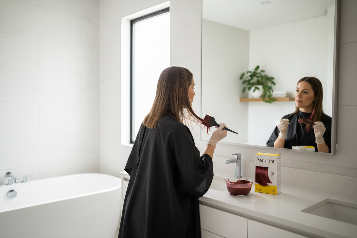 sanotint 28 red chestnut hair dye without ammonia available from salonservedirect, leicester