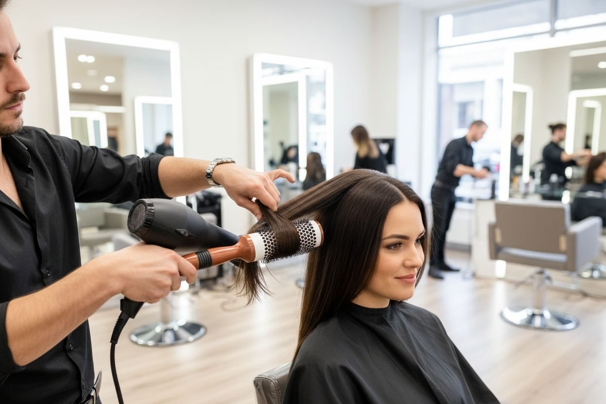 Comair Rosewood brush with ceramic body, for a uniform heat distribution along the entire brush body, nylon bristles and removable sectioning pin.