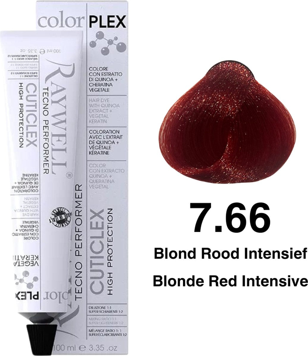 Raywell Colorplex Vegetal Keratin Hair Colour 7.66 - Intense Red Copper Blonde