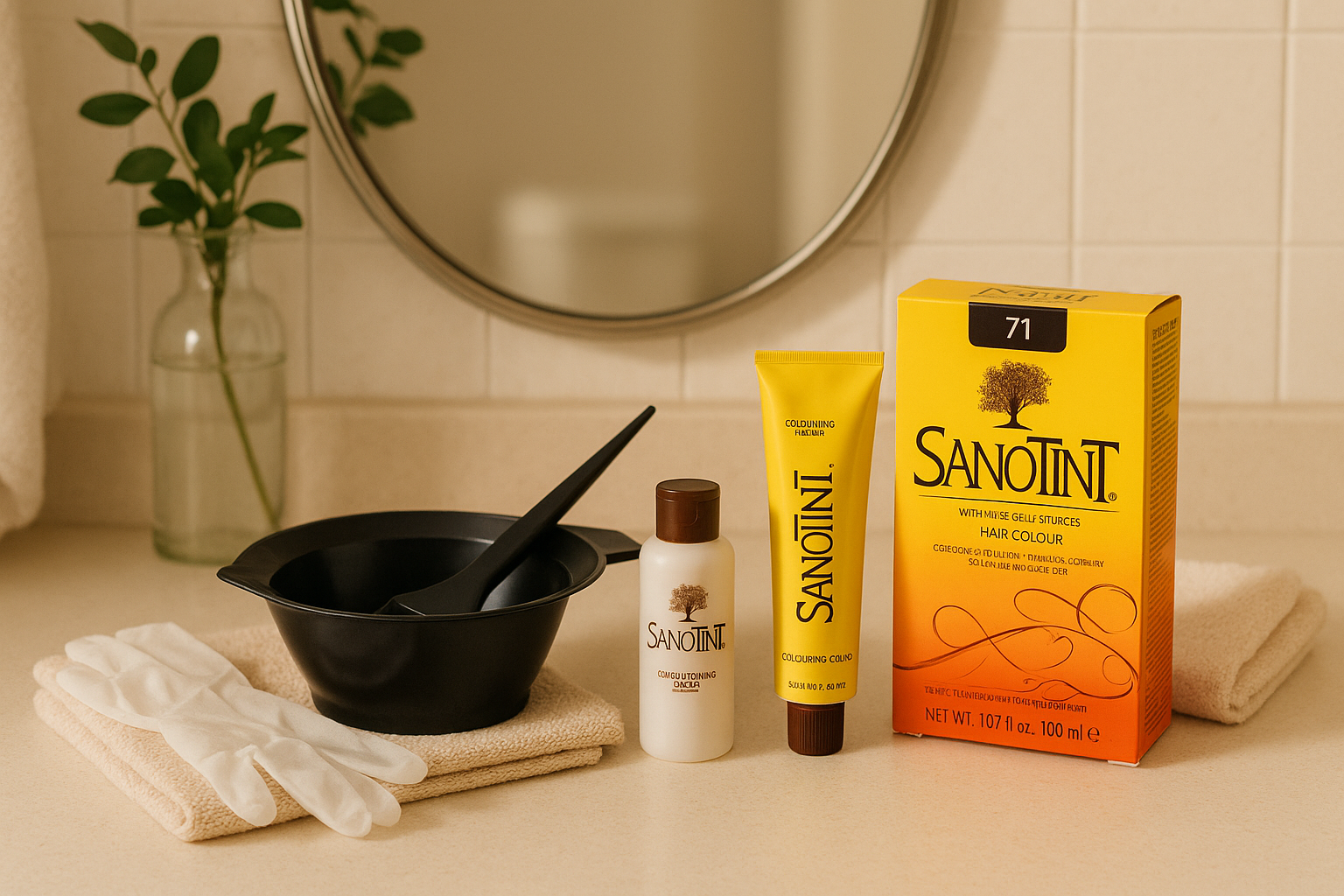 Sanotint 71 Black Hair Dye - Ammonia & PPD-Free Permanent Color for Sensitive Scalps