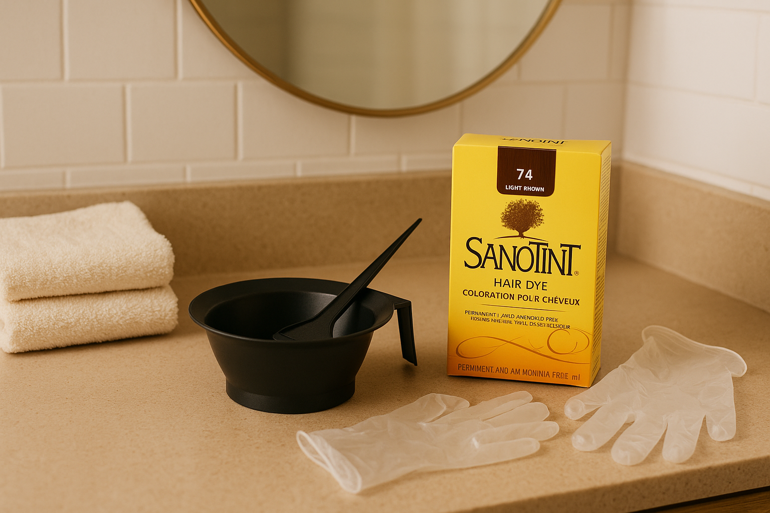 Sanotint 74 Light Brown Hair Dye - Ammonia & PPD-Free Permanent Color for Sensitive Scalps